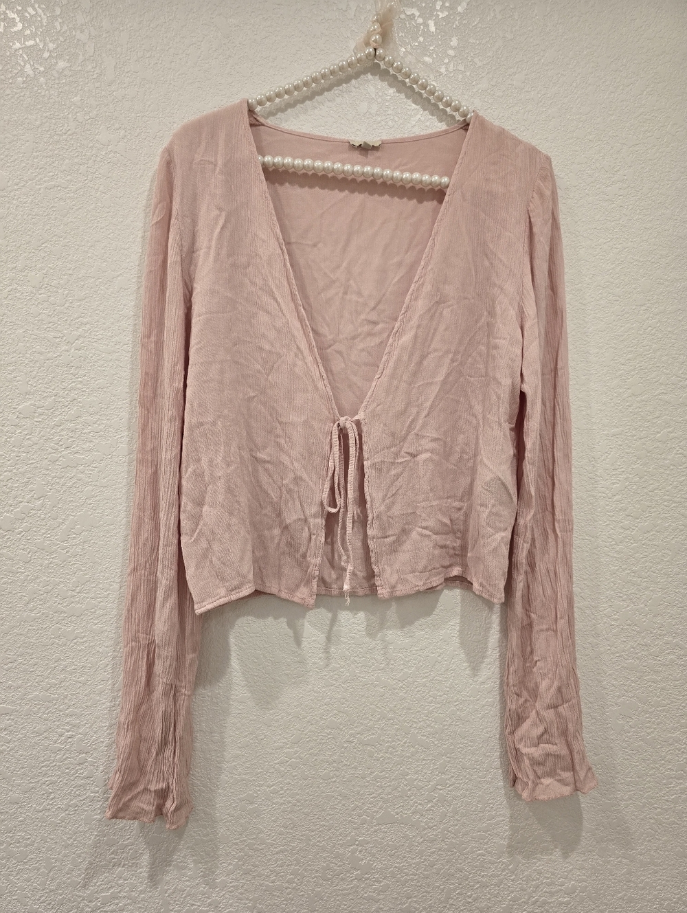 Brandy Melville Rare Europe ExclusiveTie Front Wide Sleeve Cardigan Light Pink S